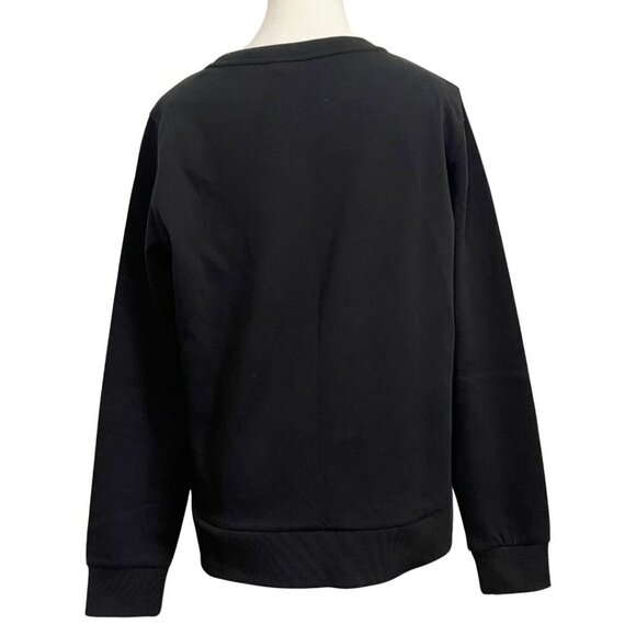 NWT ARMANI EXCHANGE WOMEN'S BLACK BLUE SMILEY GRAPHIC PRINT CREWNECK SWEATSHIRT - Picture 3 of 14